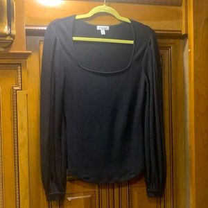 NWOT Nordstrom Black Fitted Sweater with Billow Sleeves Size Small